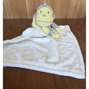 Yellow Monkey Security Blanket Gray White Baby Sun Bum Plush 14" Toy Lovey Knit